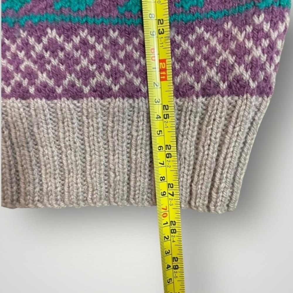 Vintage Geometric Button Cardigan Sweater Large Wool Statement Cozy Warm Unique - Picture 6 of 9
